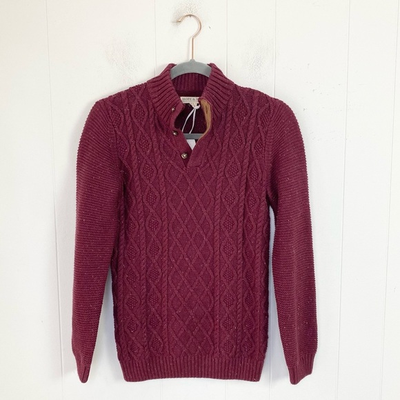 NWT Hope & Henry Boys/Girls Organic Cotton Red Sweater Size Large Cable Knit - Picture 1 of 11